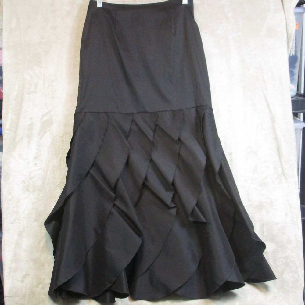 KM Collections By Milla Bell Women's Skirt Size 6 Black Ruffled Tiered Tulip